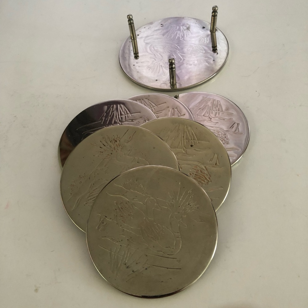 Silver Engraved Coasters Set